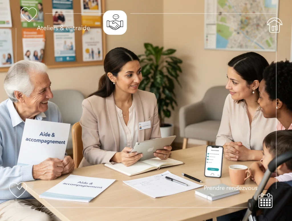 Plusieurs personnes discuternt autour d'une table Plusieurs personnes discuternt autour d'une table